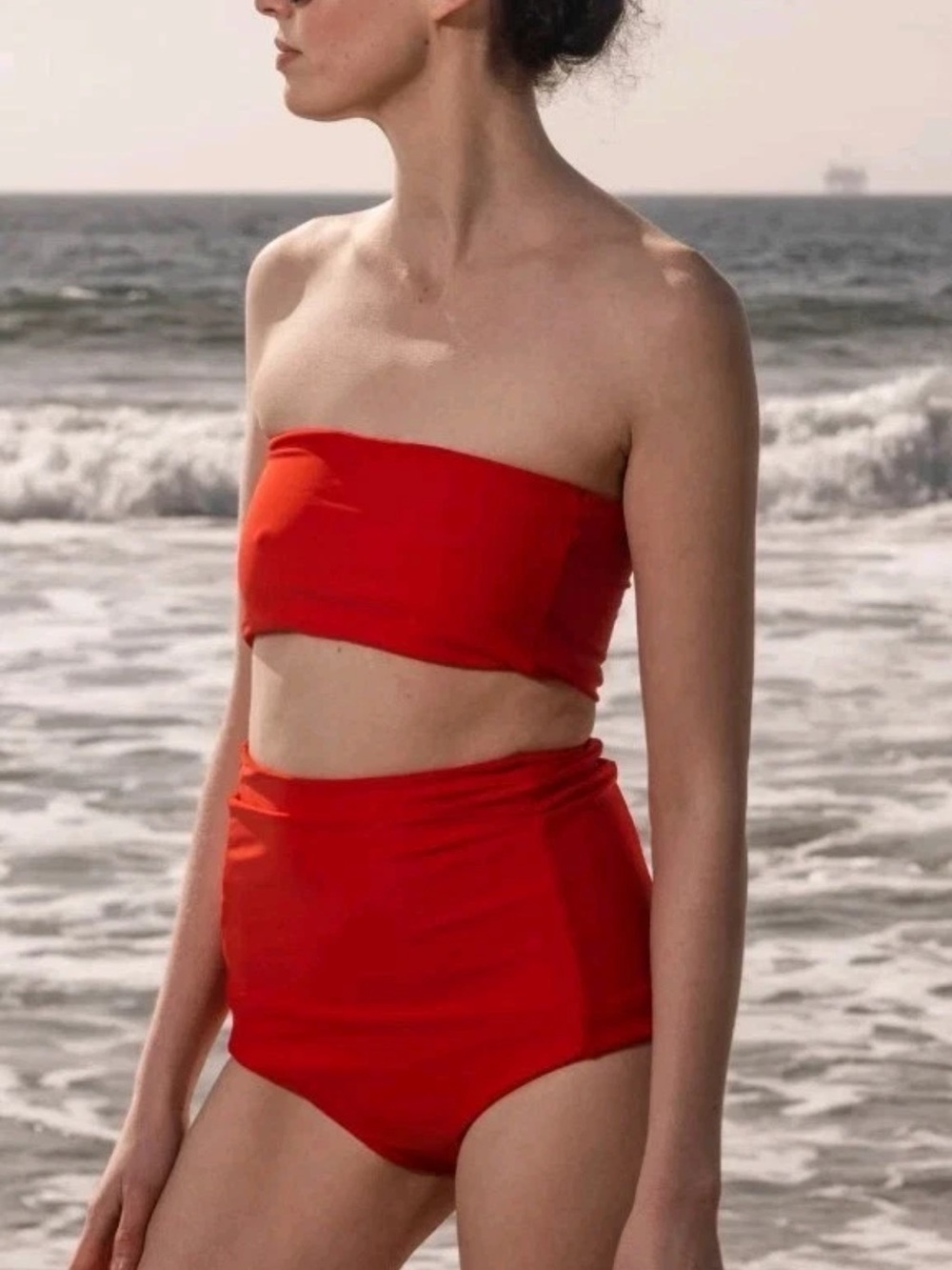 NWT Heidi Merrick Vincent Bikini Bottom Poppy Red High Waist XS Swimwear